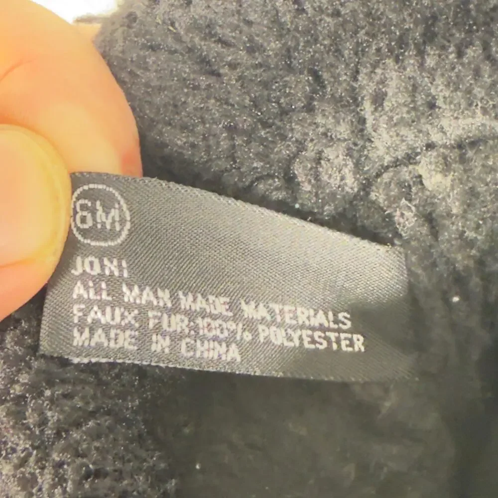 Totes Joni Rain Snow Boots Woman 6M Quilted Double Side Zipper Black Faux Fur